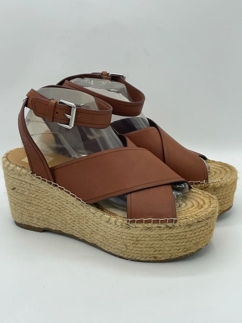 Dolce Vita Carsie Leather Espadrille Wedge Sandals in Brown.